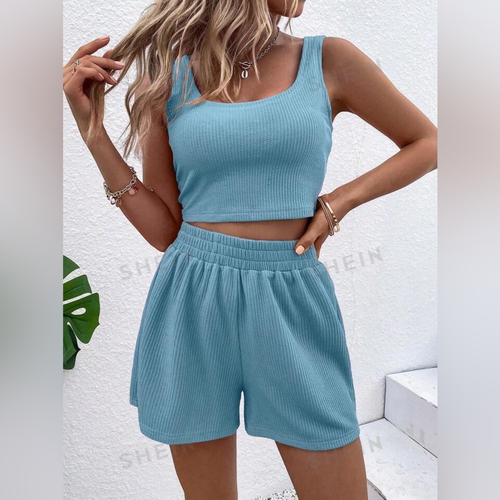 Blue short and tank top set